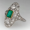 Wholesale Copper Women's Retro Court Style Geometric Hollow Pattern Zircon Ring Accessories