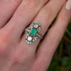 Wholesale Copper Women's Retro Court Style Geometric Hollow Pattern Zircon Ring Accessories