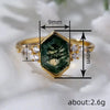 Wholesale Copper Women's Retro Geometric Marquise Hexagonal Ring Set With Zirconia