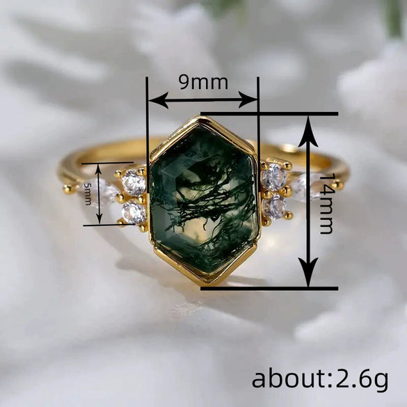 Wholesale Copper Women's Retro Geometric Marquise Hexagonal Ring Set With Zirconia