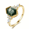 Wholesale Copper Women's Retro Geometric Marquise Hexagonal Ring Set With Zirconia