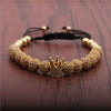 Wholesale Copper Woven Adjustable Bracelet With Crown Pattern And Micro Inlaid Zircon