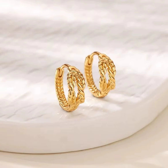 Wholesale Copper Woven Wheat Ear Earrings For Women Electroplated