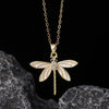 Wholesale Copper Zircon Electroplated Gold Dragonfly Pendant Necklace For Women Minimalist Animal Style