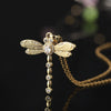 Wholesale Copper Zircon Electroplated Gold Dragonfly Pendant Necklace For Women Minimalist Animal Style