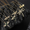 Wholesale Copper Zircon Electroplated Gold Dragonfly Pendant Necklace For Women Minimalist Animal Style