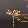 Wholesale Copper Zircon Electroplated Gold Dragonfly Pendant Necklace For Women Minimalist Animal Style