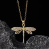 Wholesale Copper Zircon Electroplated Gold Dragonfly Pendant Necklace For Women Minimalist Animal Style
