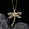 Wholesale Copper Zircon Electroplated Gold Dragonfly Pendant Necklace For Women Minimalist Animal Style