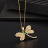 Wholesale Copper Zircon Electroplated Gold Dragonfly Pendant Necklace For Women Minimalist Animal Style