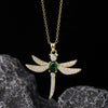 Wholesale Copper Zircon Electroplated Gold Dragonfly Pendant Necklace For Women Minimalist Animal Style