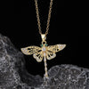 Wholesale Copper Zircon Electroplated Gold Dragonfly Pendant Necklace For Women Minimalist Animal Style
