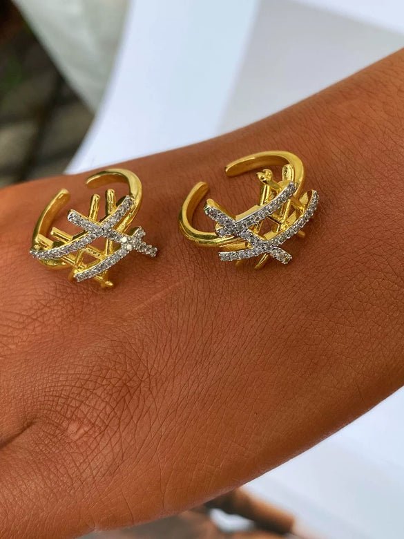 Wholesale Copper Zircon Electroplated Ins Style Ring