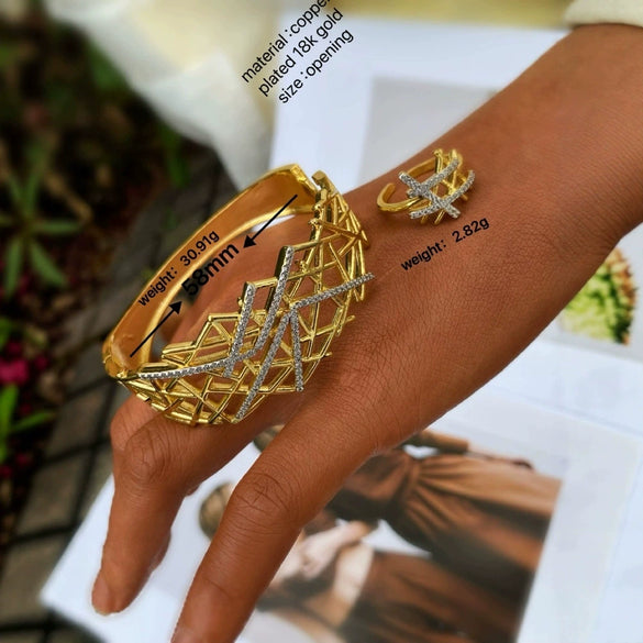 Wholesale Copper Zircon Electroplated Ins Style Ring