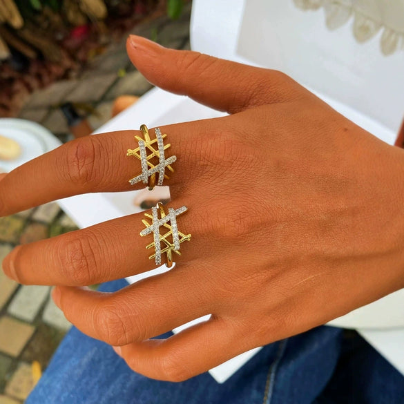 Wholesale Copper Zircon Electroplated Ins Style Ring