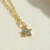 Wholesale Copper Zircon Fivepointed Star Pendant Necklace With Mixed Gem Inlay And Electroplating Treatment For Women
