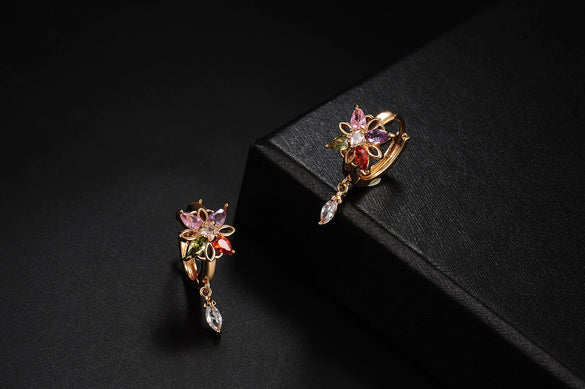 Wholesale Copper Zircon Flower Earrings For Women