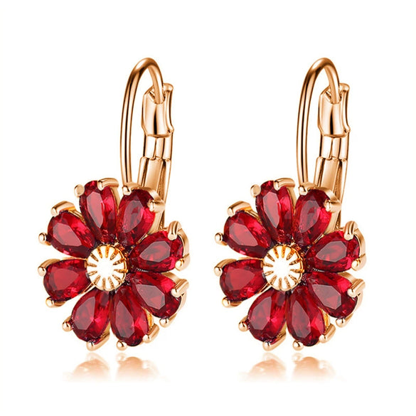Wholesale Copper Zircon Flower Earrings For Women