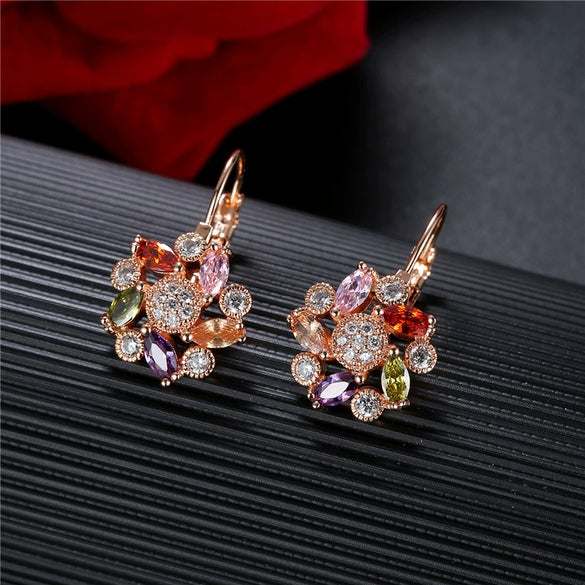 Wholesale Copper Zircon Flower Earrings For Women