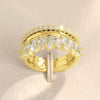 Wholesale Copper Zircon Geometric Light Luxury Ring Threepiece Set For Women