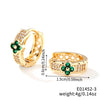 Wholesale Copper Zircon Geometric Round Four Leaf Flower Women's Earrings