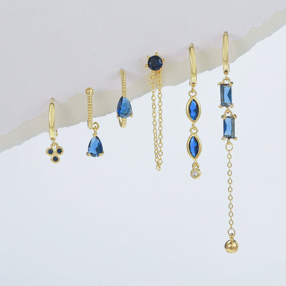 Wholesale Copper Zircon Geometric Tassel Earrings Set For Women Light Luxury Niche Style