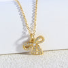Wholesale Copper Zircon Inlaid Bow Pendant Ochain Necklace For Women Sweet Style Jewelry