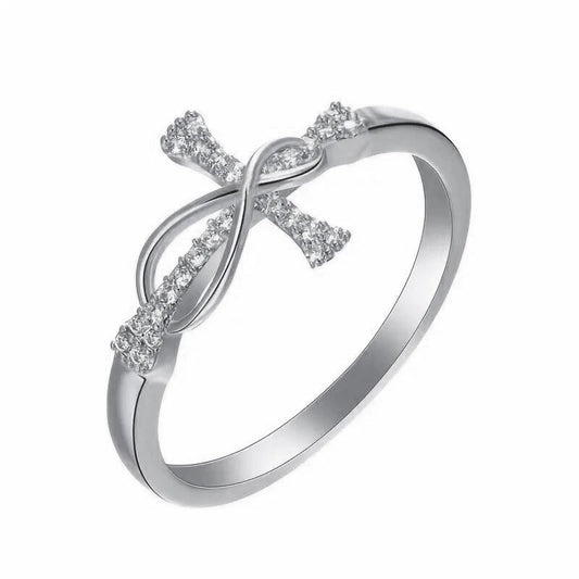 Wholesale Copper Zircon Inlaid Mobius Ring Geometric Style Women's Jewelry