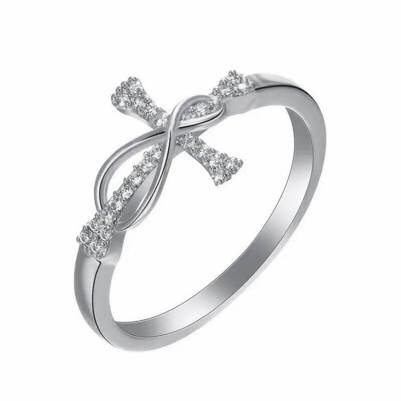 Wholesale Copper Zircon Inlaid Mobius Ring Geometric Style Women's Jewelry