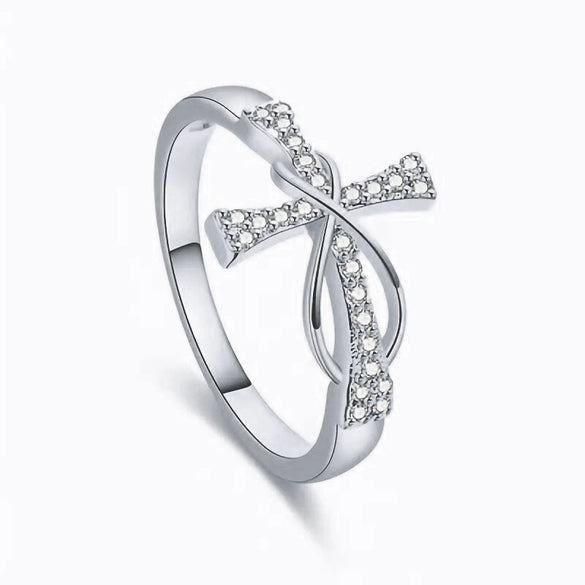Wholesale Copper Zircon Inlaid Mobius Ring Geometric Style Women's Jewelry
