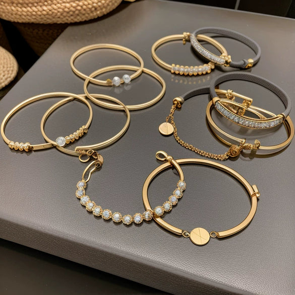 Wholesale Copper Zircon Letter Bracelet Gold Electroplated For Women Cool Style