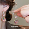 Wholesale Copper Zircon Love Water Drops Bells Micropaved Light Luxury Pendant Necklace Earrings Set