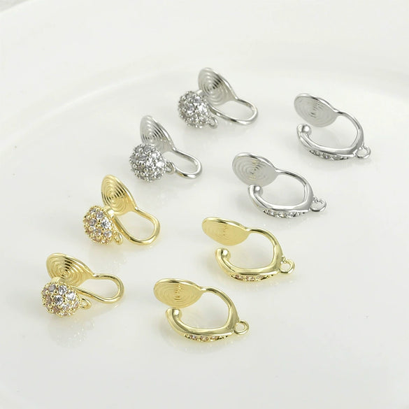 Wholesale Copper Zircon Mosquito Coil Antipain Ear Clip Electroplated Handmade Accessories
