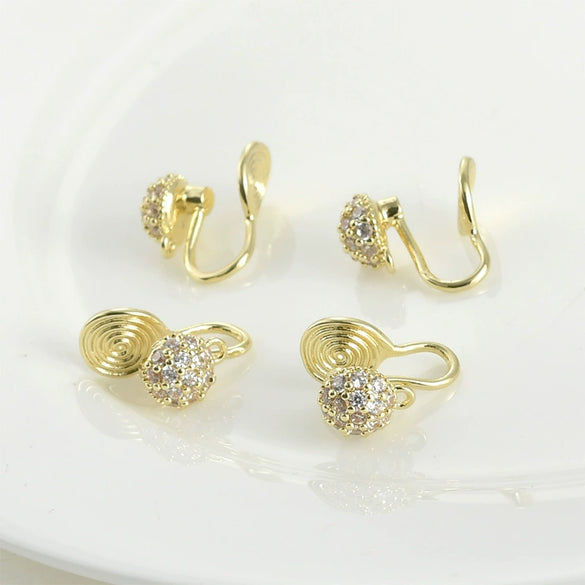 Wholesale Copper Zircon Mosquito Coil Antipain Ear Clip Electroplated Handmade Accessories