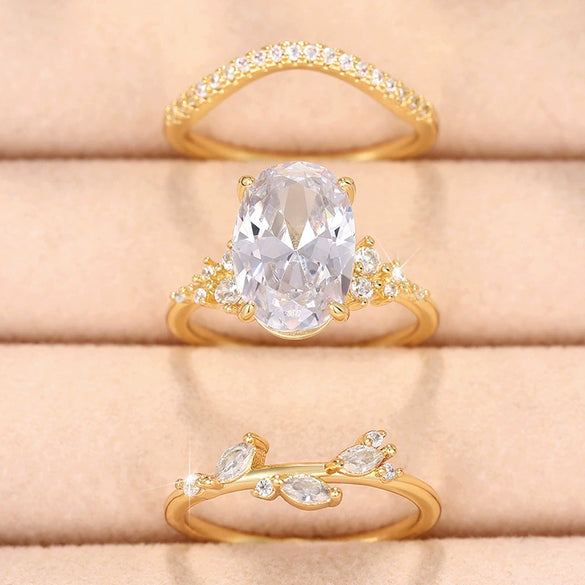 Wholesale Copper Zircon Ring With Geometric And Flower Pattern Microinlay Goose Egg Shape For Women