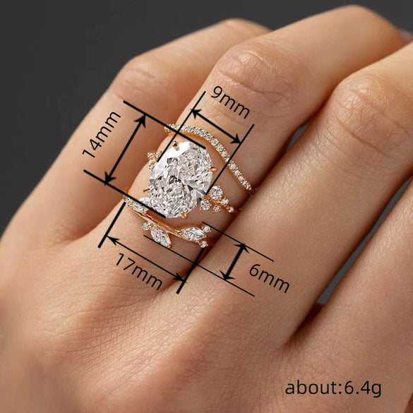 Wholesale Copper Zircon Ring With Geometric And Flower Pattern Microinlay Goose Egg Shape For Women