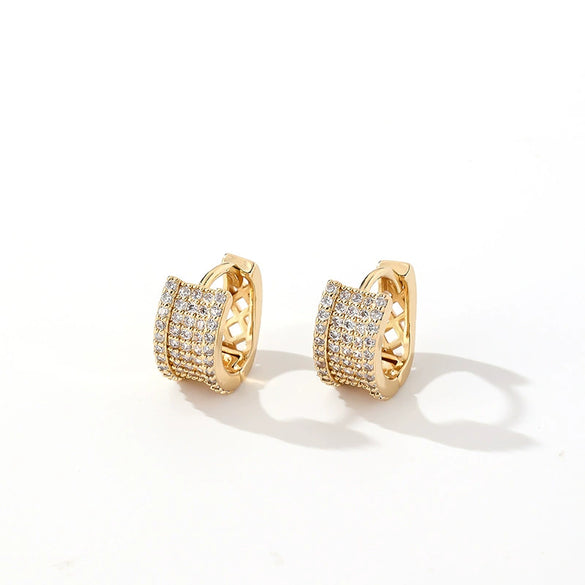 Wholesale Copper Zircon Threedimensional Simple Light Luxury Women's Earrings
