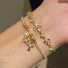 Wholesale Copper Zirconia Flower Cross Adjustable Women's Highend Niche Bracelet