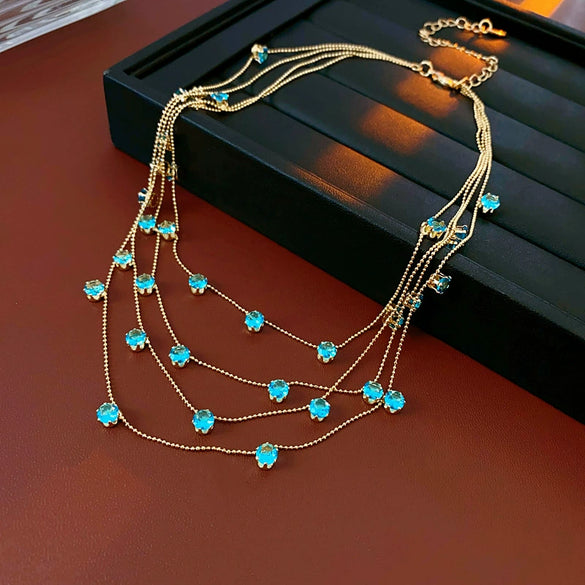 Wholesale Copper Zirconia Geometric Multilayered Clavicle Necklace For Women