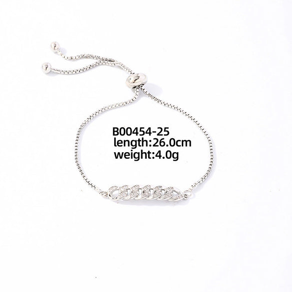 Wholesale Copper Zirconia Heart Shape And Leaves Wave Pattern Small And Fresh Style Women's Bracelet
