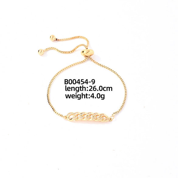 Wholesale Copper Zirconia Heart Shape And Leaves Wave Pattern Small And Fresh Style Women's Bracelet