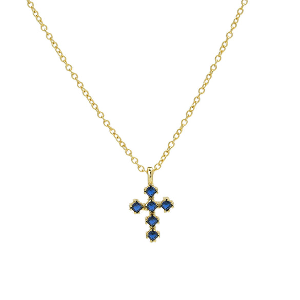 Wholesale Copper Zirconium December Birthstone Cross Pendant Necklace With Ochain And Electroplating