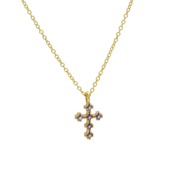 Wholesale Copper Zirconium December Birthstone Cross Pendant Necklace With Ochain And Electroplating