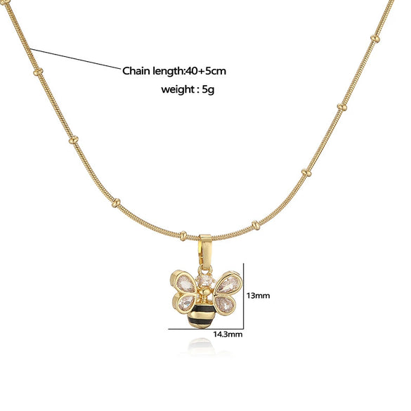 Wholesale Copper Zirconium Pleated Love Fivepointed Star Women's Necklace Bead Chain Clavicle Chain