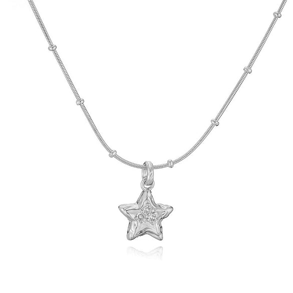 Wholesale Copper Zirconium Pleated Love Fivepointed Star Women's Necklace Bead Chain Clavicle Chain
