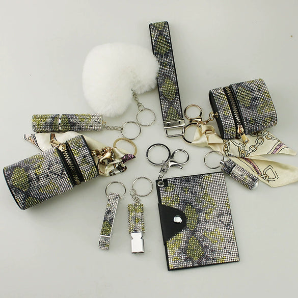 Wholesale Cosmetics Bag Luggage Accessories Artificial Leather Snake Pattern Oval Electroplated