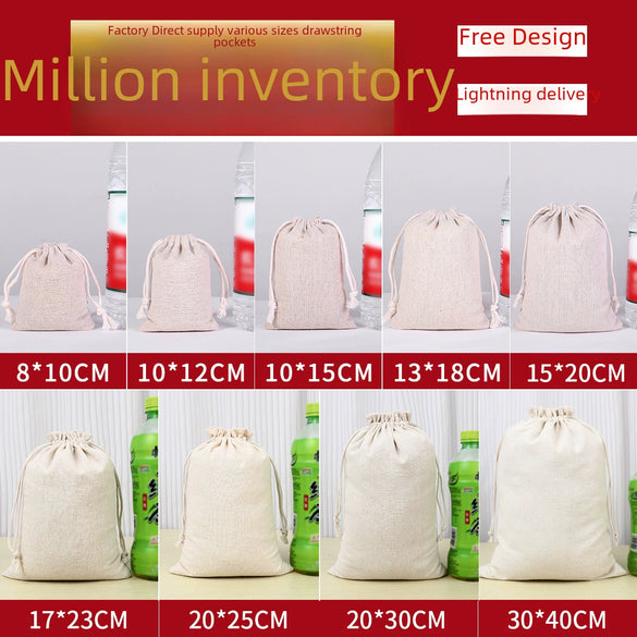 Wholesale Cotton And Linen Drawstring Cloth Bags With Thermal Transfer Printing Process