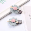 Wholesale Cotton Duckbill Clip With Sunflower Pattern For Women Electroplated Zinc Alloy Cartoon Style