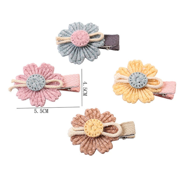 Wholesale Cotton Duckbill Clip With Sunflower Pattern For Women Electroplated Zinc Alloy Cartoon Style
