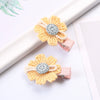 Wholesale Cotton Duckbill Clip With Sunflower Pattern For Women Electroplated Zinc Alloy Cartoon Style